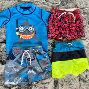 3 Boys bathing suits 12-18months